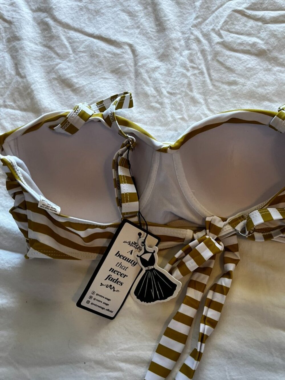 Retro Stage Woman's 1940's Striped Color Block Vintage Bikini Top Sz Xl — image 7 of 8